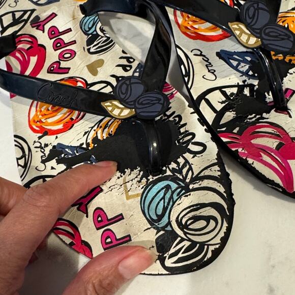 Coach Kasey Signature Poppy Print Jelly Flip Flop Sandals size 10 Y2K baddie - Picture 5 of 13